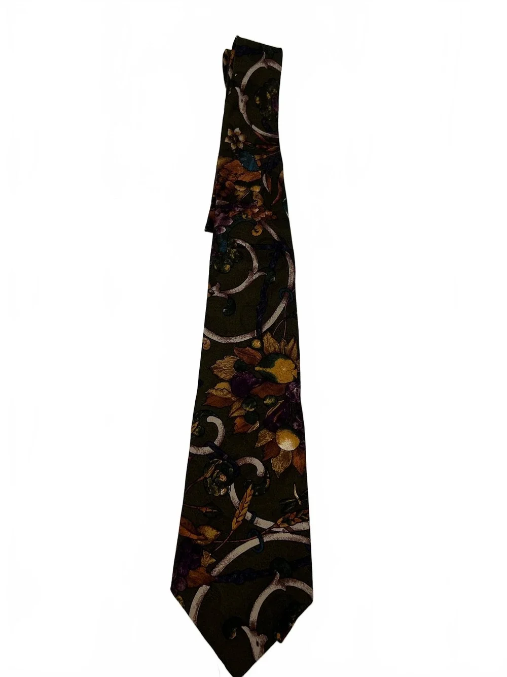 Bill Robin Son Floral Silk Tie | Green & Gold OS Regular